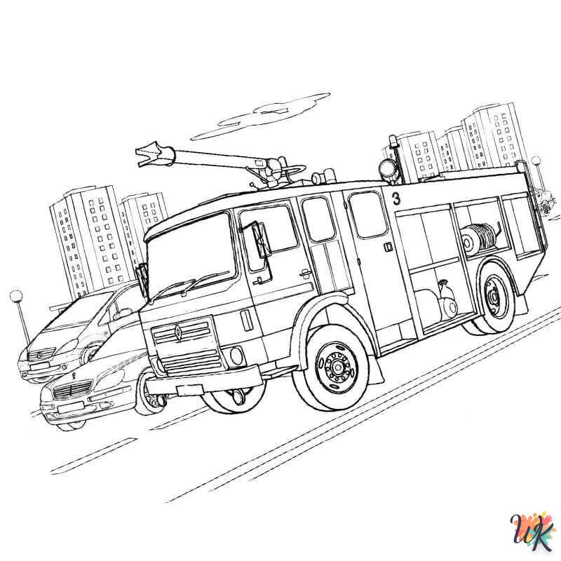 coloriage Camion de Pompier  à imprimer pdf gratuit