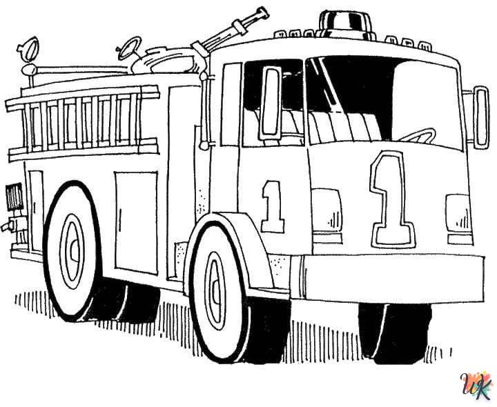 coloriage Camion de Pompier  à imprimer a4