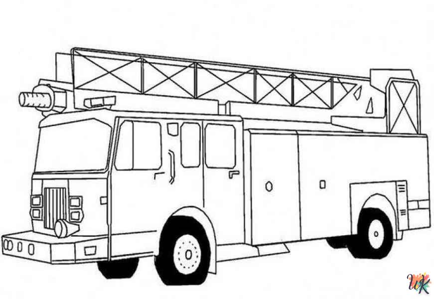 coloriage Camion de Pompier  à imprimer pour enfant de 6 ans