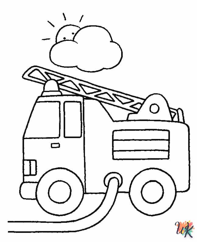 coloriage Camion de Pompier  à imprimer pour enfant de 7 ans 1