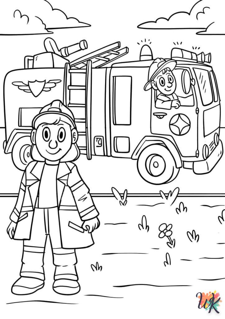 coloriage Camion de Pompier  a imprimer enfant 10 ans