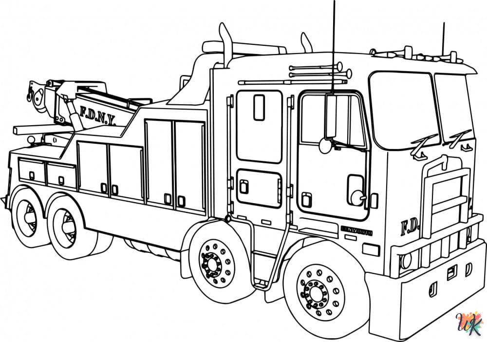 coloriage Camion de Pompier  gratuit a imprimer 1