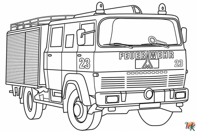 coloriage Camion de Pompier  en ligne gratuit 1