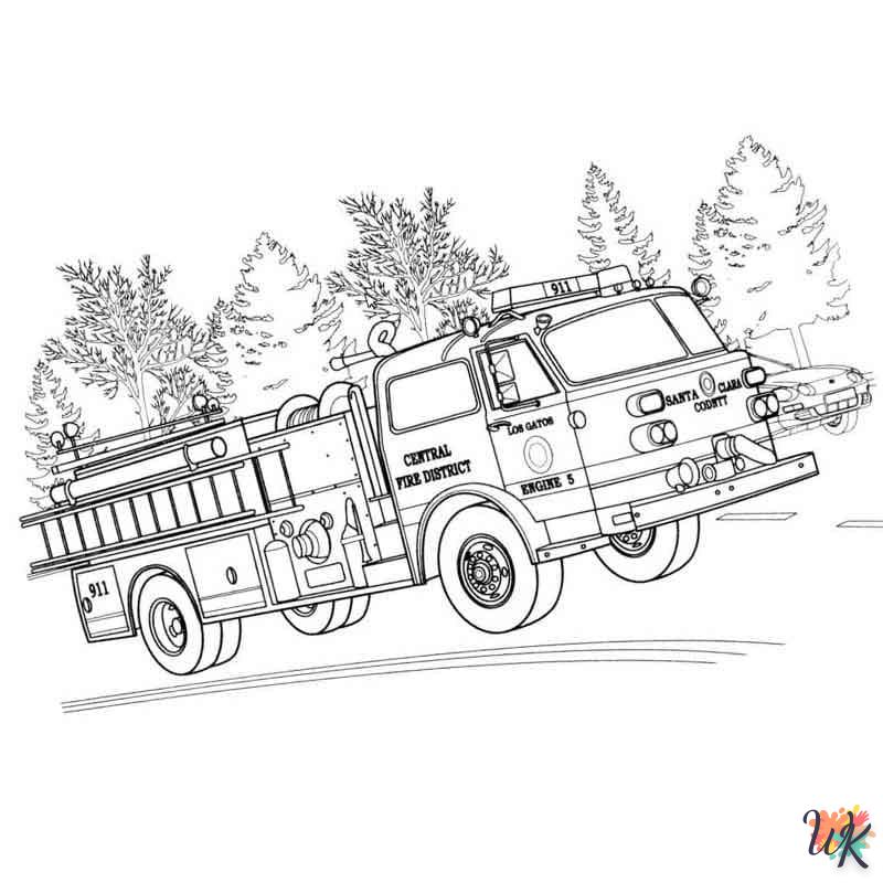 coloriage Camion de Pompier  pour bebe a imprimer