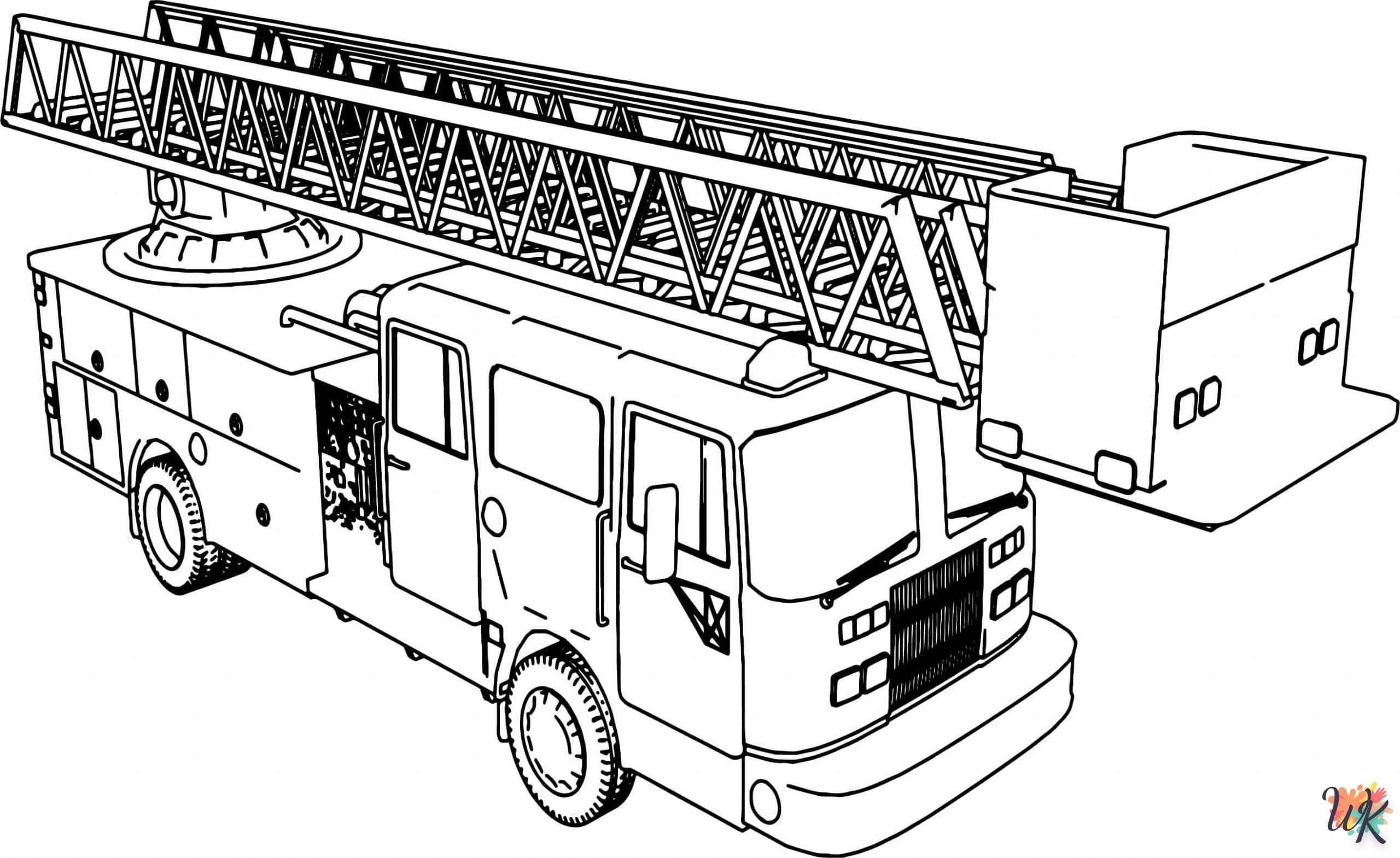 coloriage Camion de Pompier  enfant 8 ans a imprimer