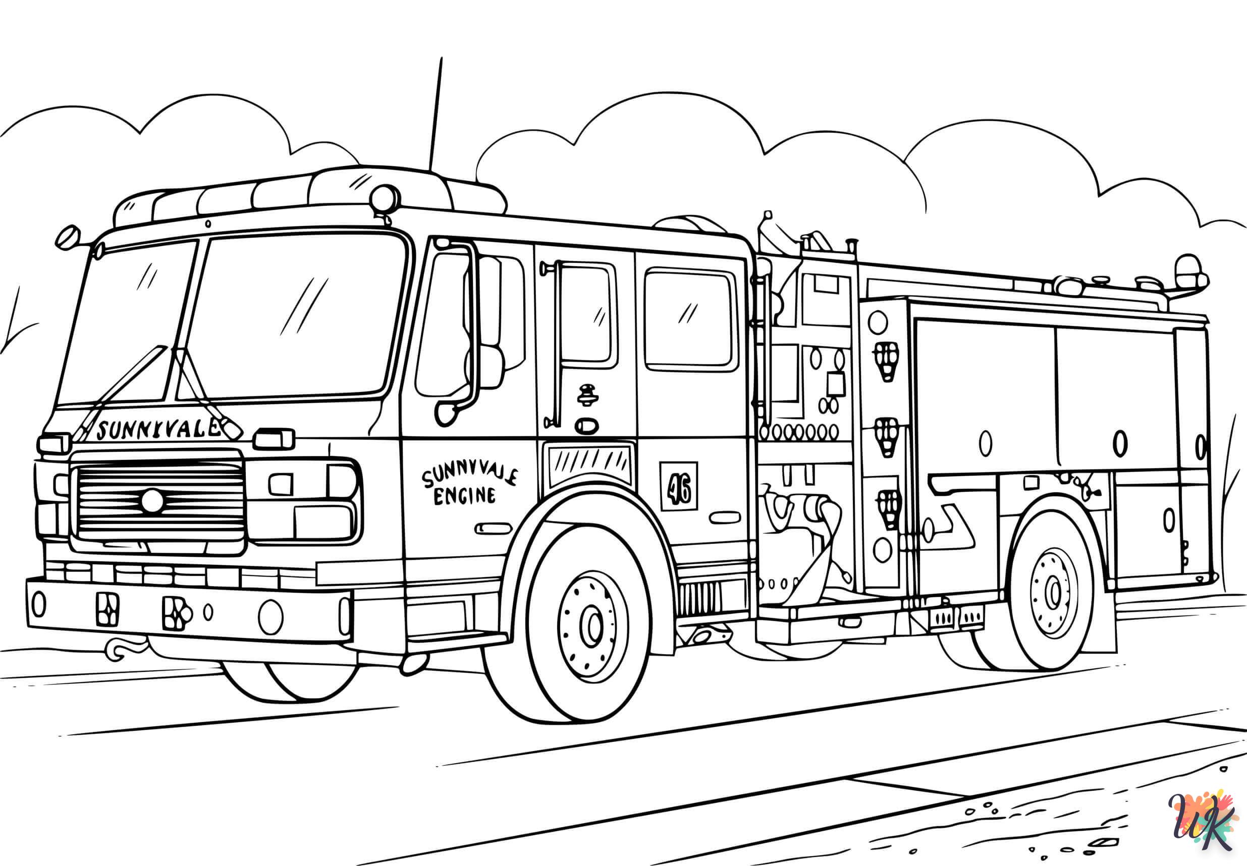 coloriage Camion de Pompier  en ligne à imprimer