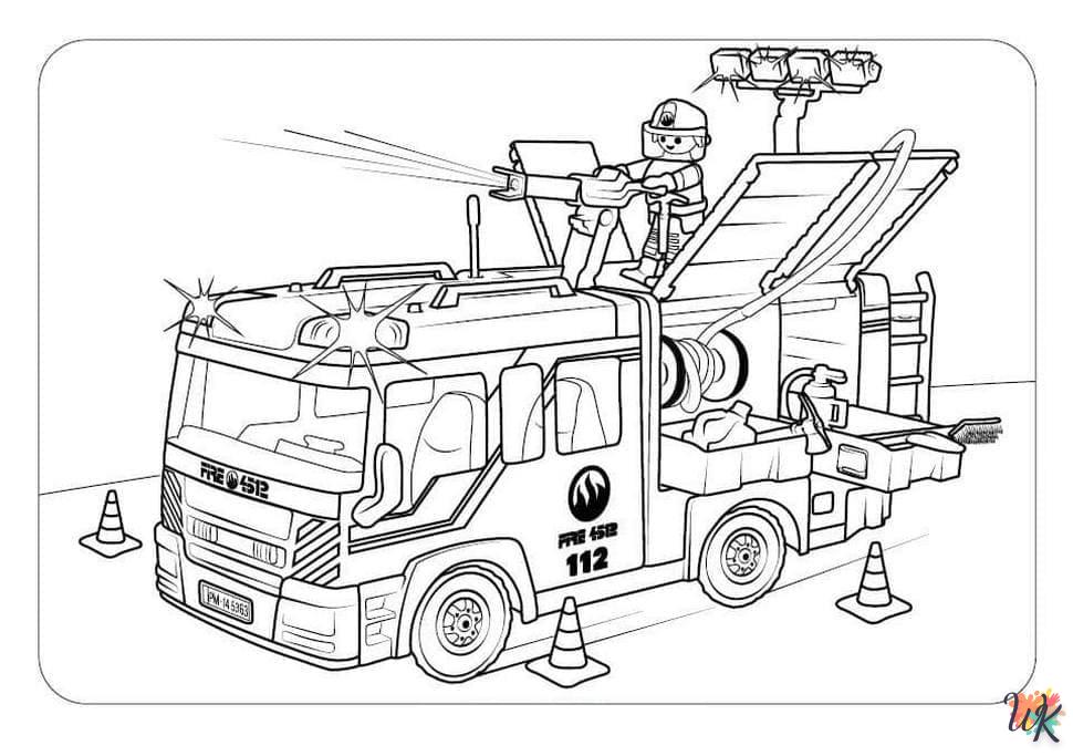 coloriage Camion de Pompier  pour enfant de 7 ans 4