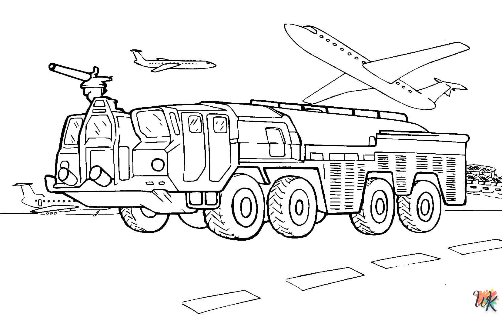 coloriage Camion de Pompier  à imprimer pour enfant de 7 ans