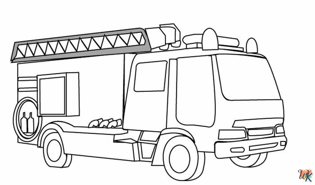 coloriage Camion de Pompier  dinosaures en ligne gratuit à imprimer