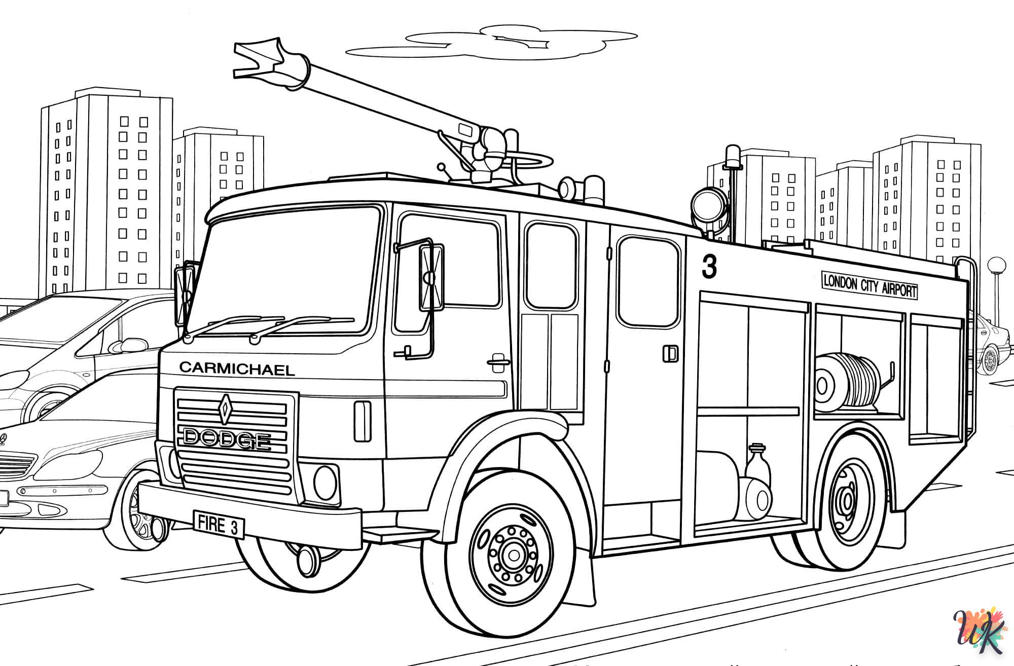 coloriage Camion de Pompier  en ligne maternelle