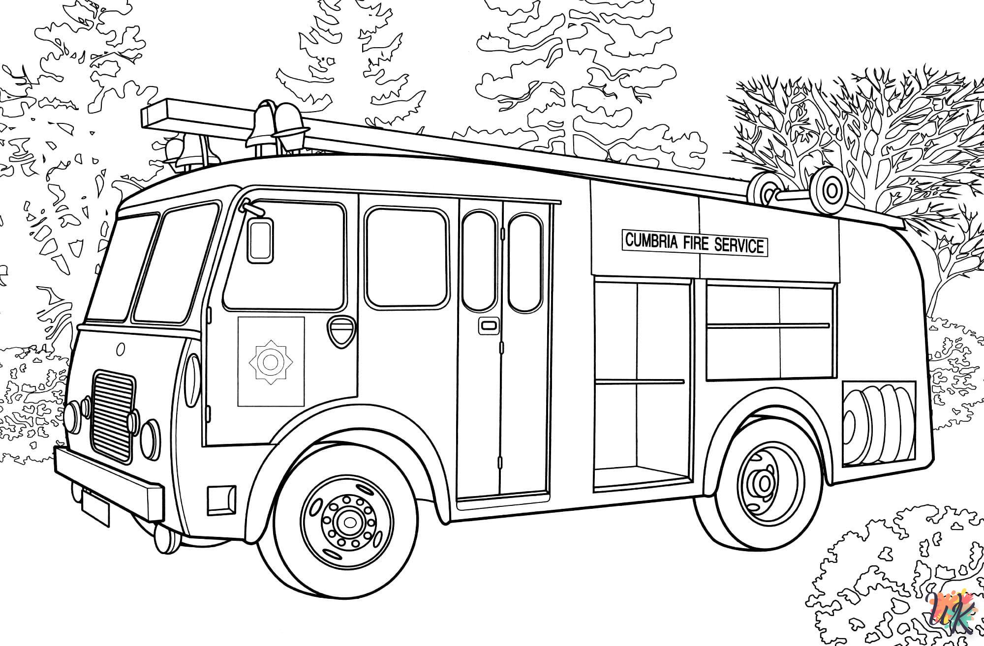 coloriage Camion de Pompier  gratuit a imprimer