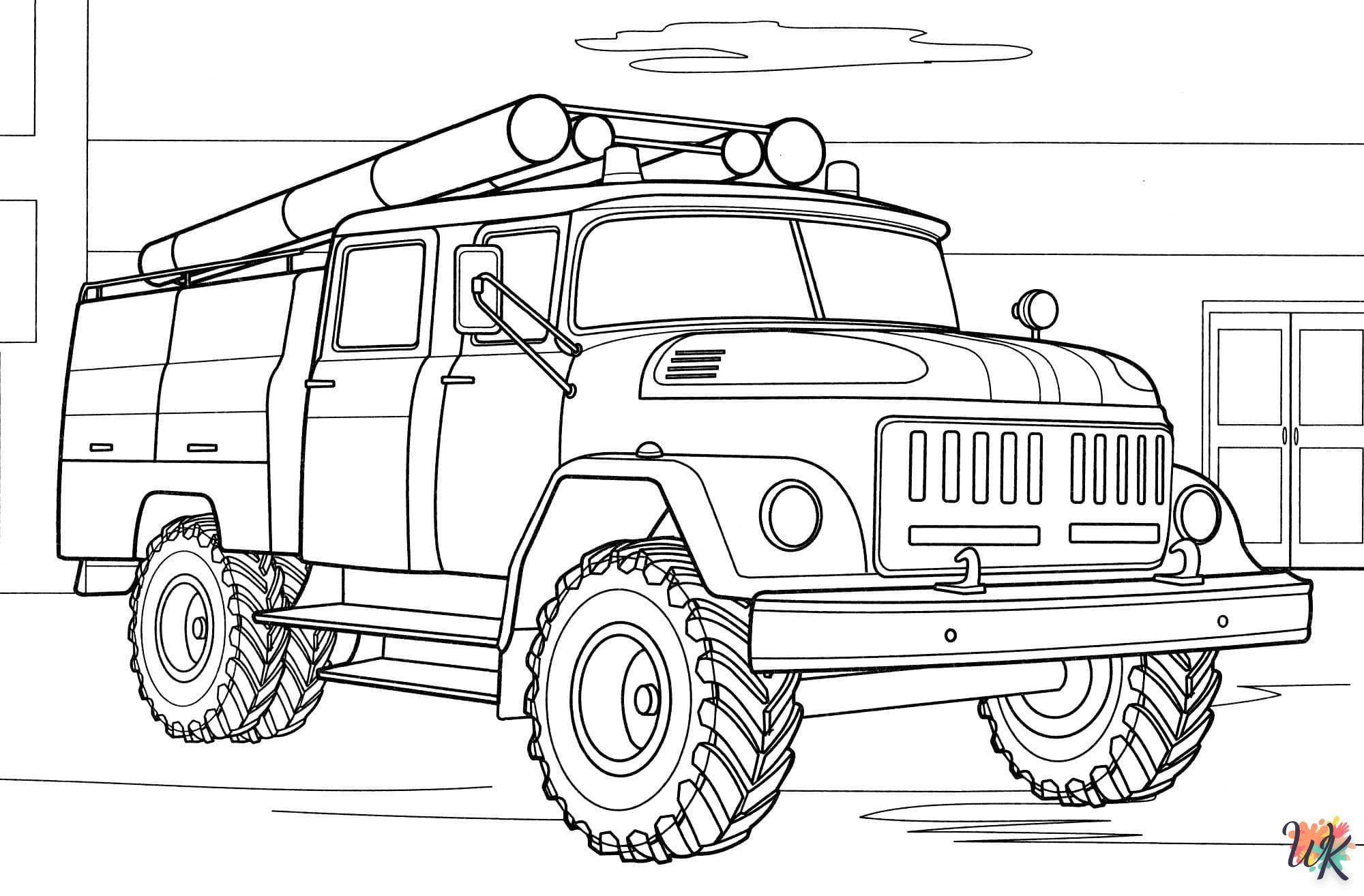 coloriage Camion de Pompier  de pour enfants 1