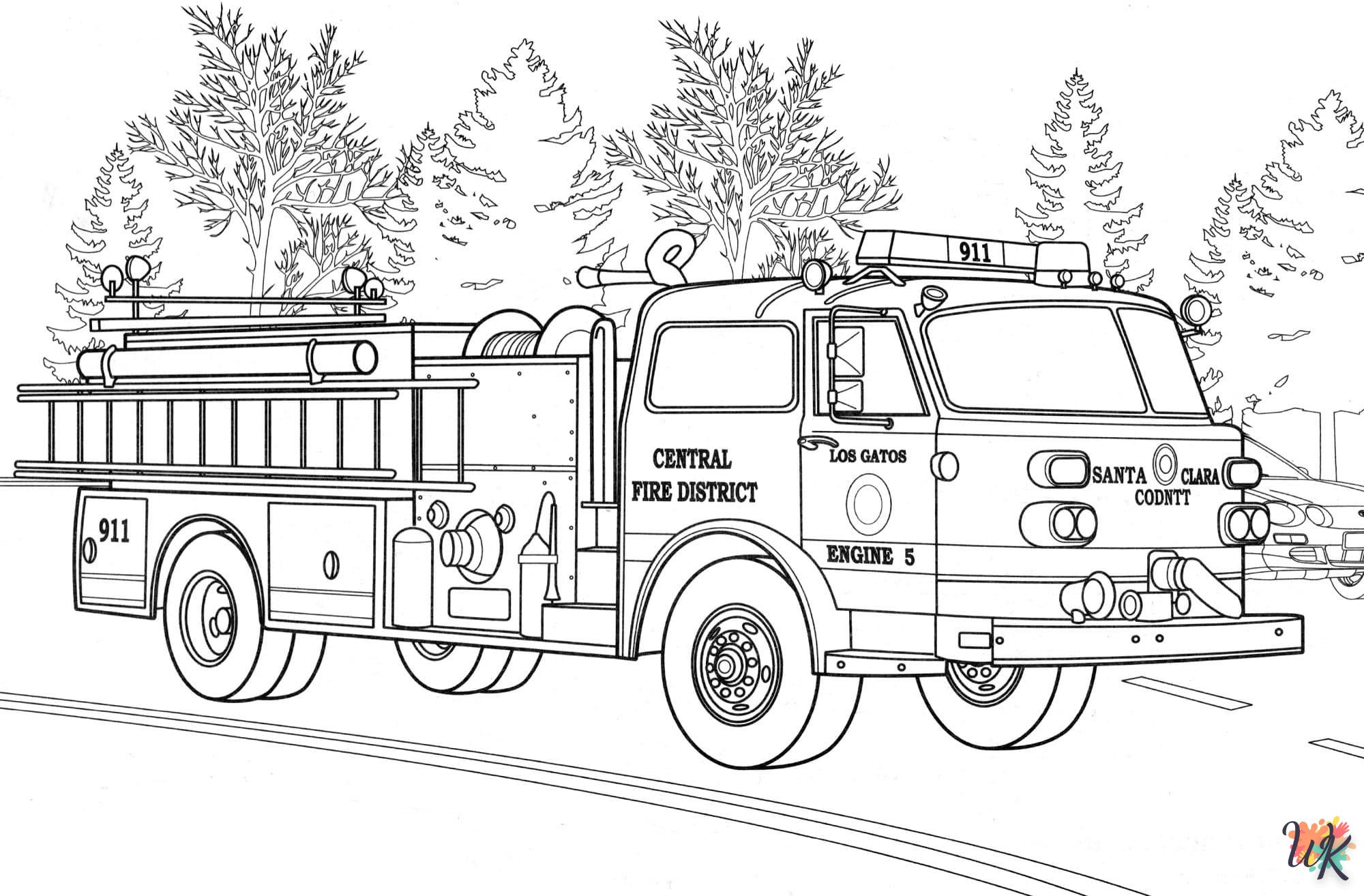 coloriage Camion de Pompier  pour enfants a imprimer