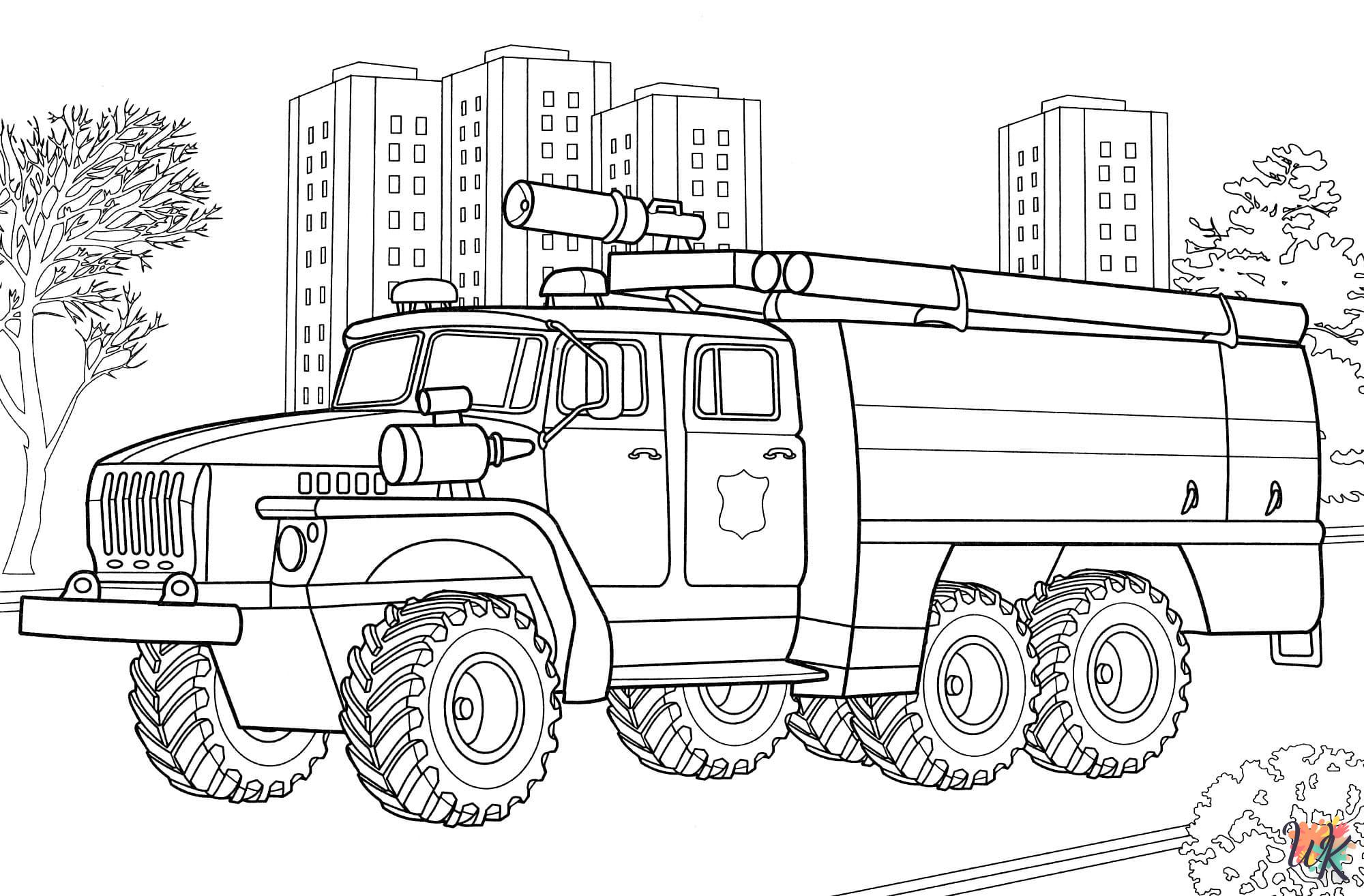 coloriage Camion de Pompier  a imprimer