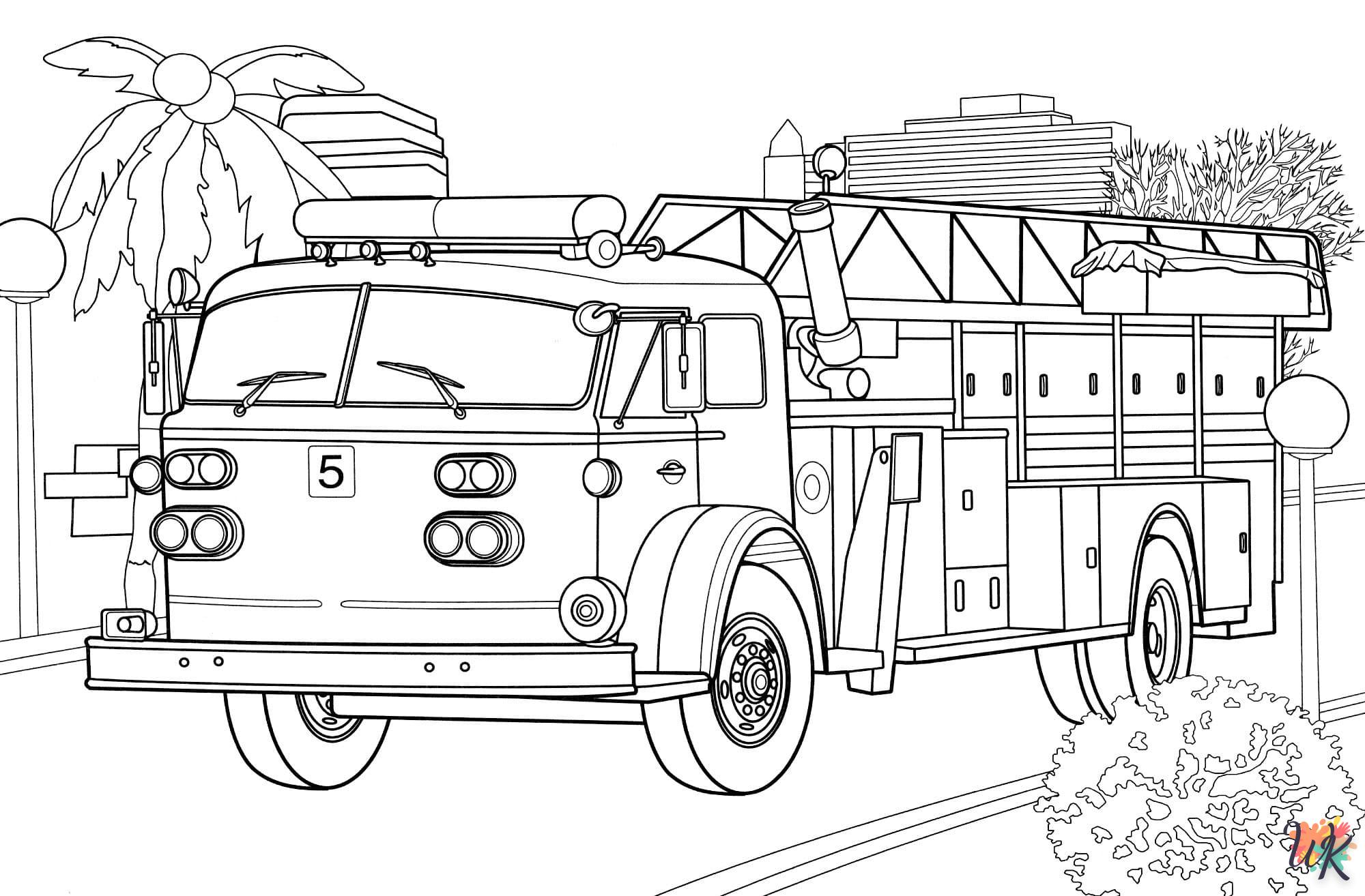 coloriage Camion de Pompier  de pour enfants