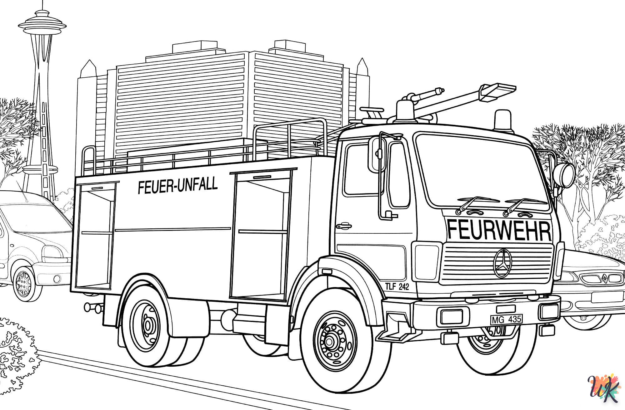 coloriage Camion de Pompier  pour enfants