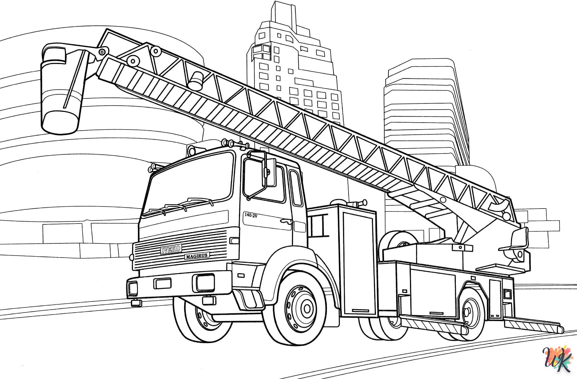 coloriage Camion de Pompier  magique à faire en ligne