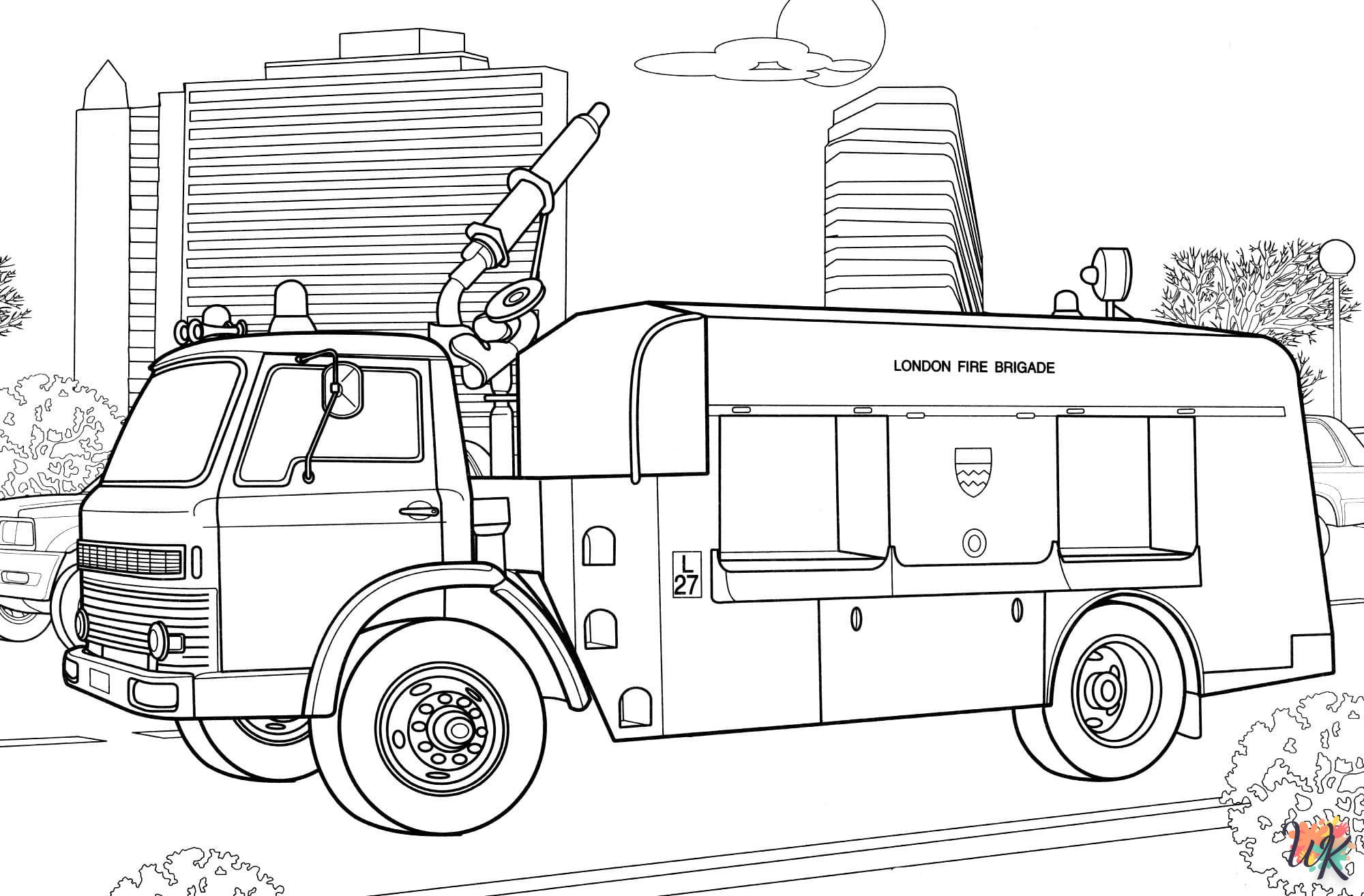 coloriage Camion de Pompier  pour enfant de 7 ans 1