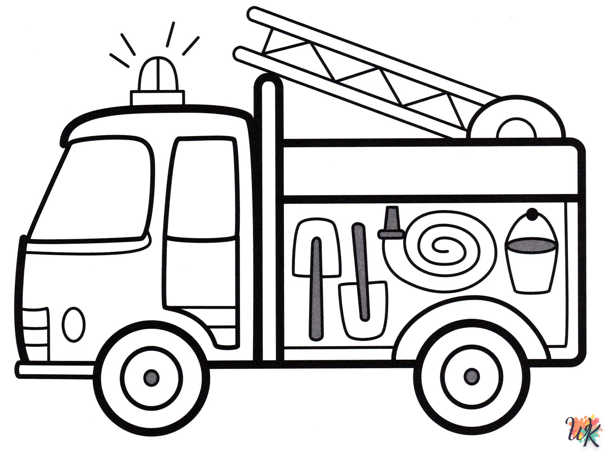 coloriage Camion de Pompier  pour enfant de 3 ans