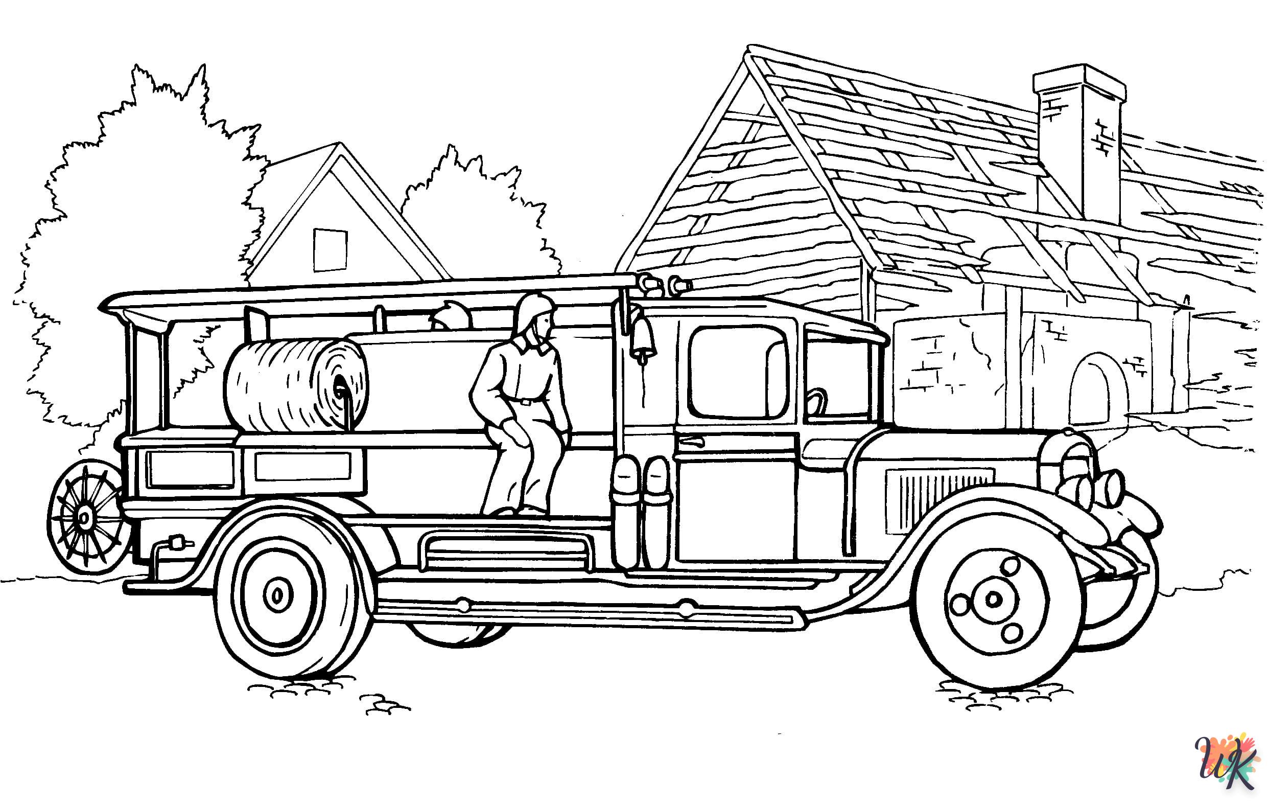 coloriage Camion de Pompier  pour enfant de 7 ans