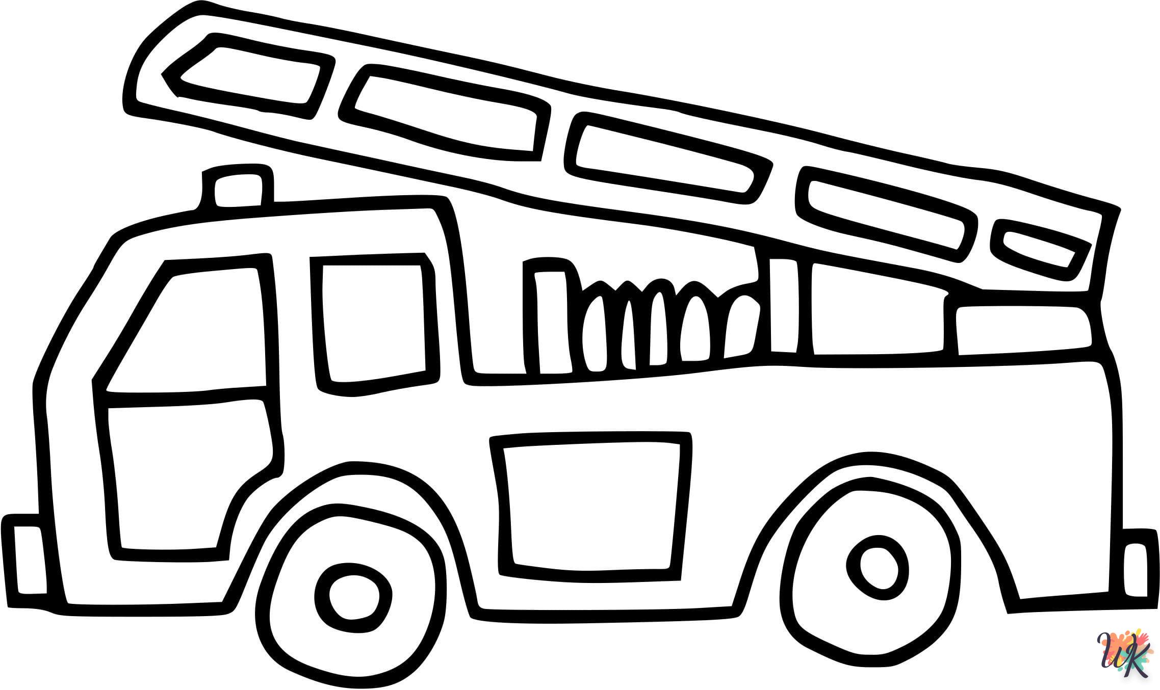 coloriage Camion de Pompier  pour lutter contre le stress 1