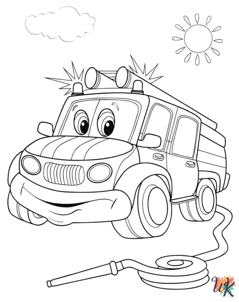 coloriage Camion de Pompier  gratuit en ligne 1