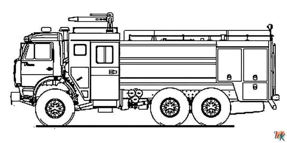 image de coloriage Camion de Pompier  pour enfant