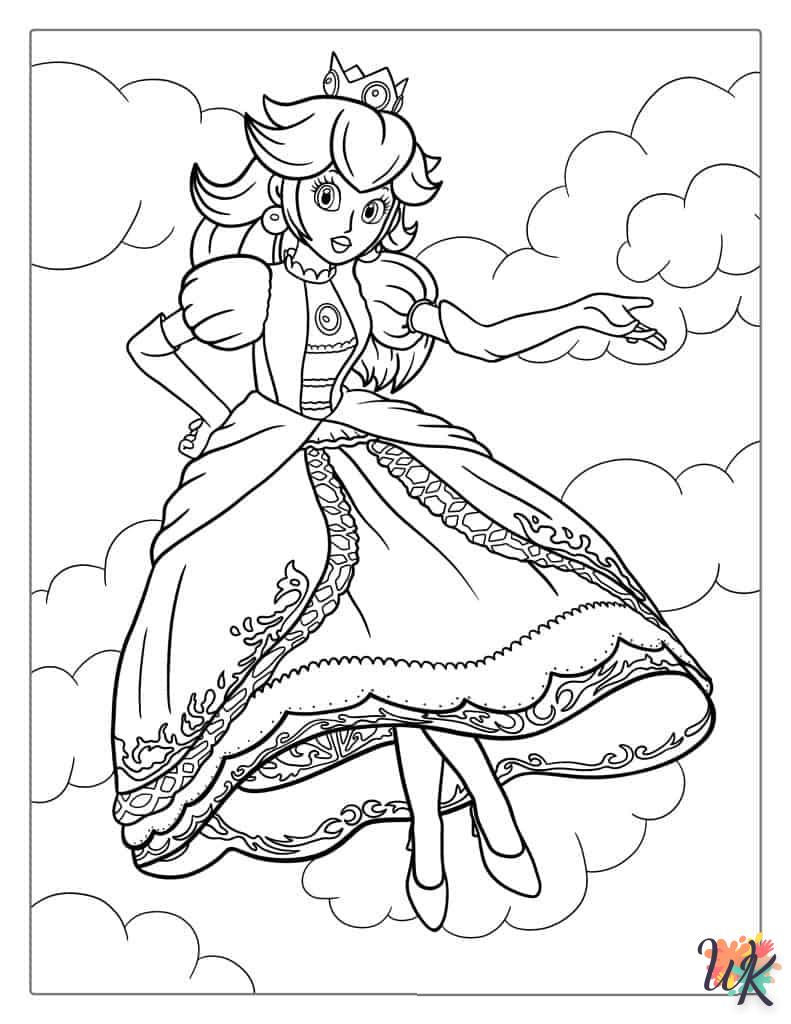 coloriage Princesse Peach  à imprimer pour enfant de 10 ans