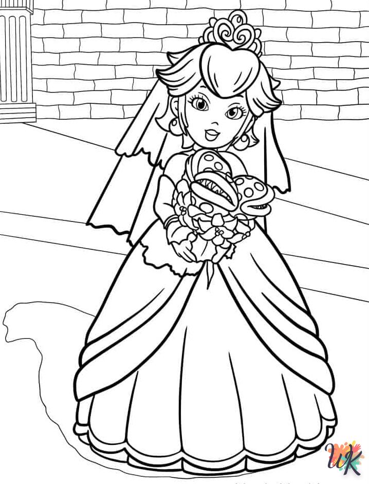 coloriage Princesse Peach  a imprimer enfant 5 ans