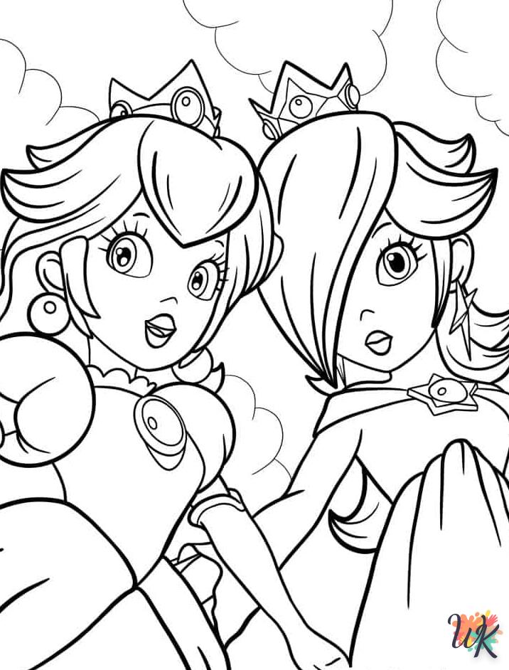 coloriage Princesse Peach  à imprimer pour enfant de 7 ans