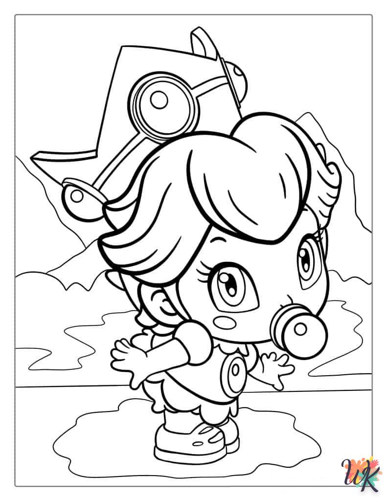 coloriage Princesse Peach  enfant à imprimer pdf