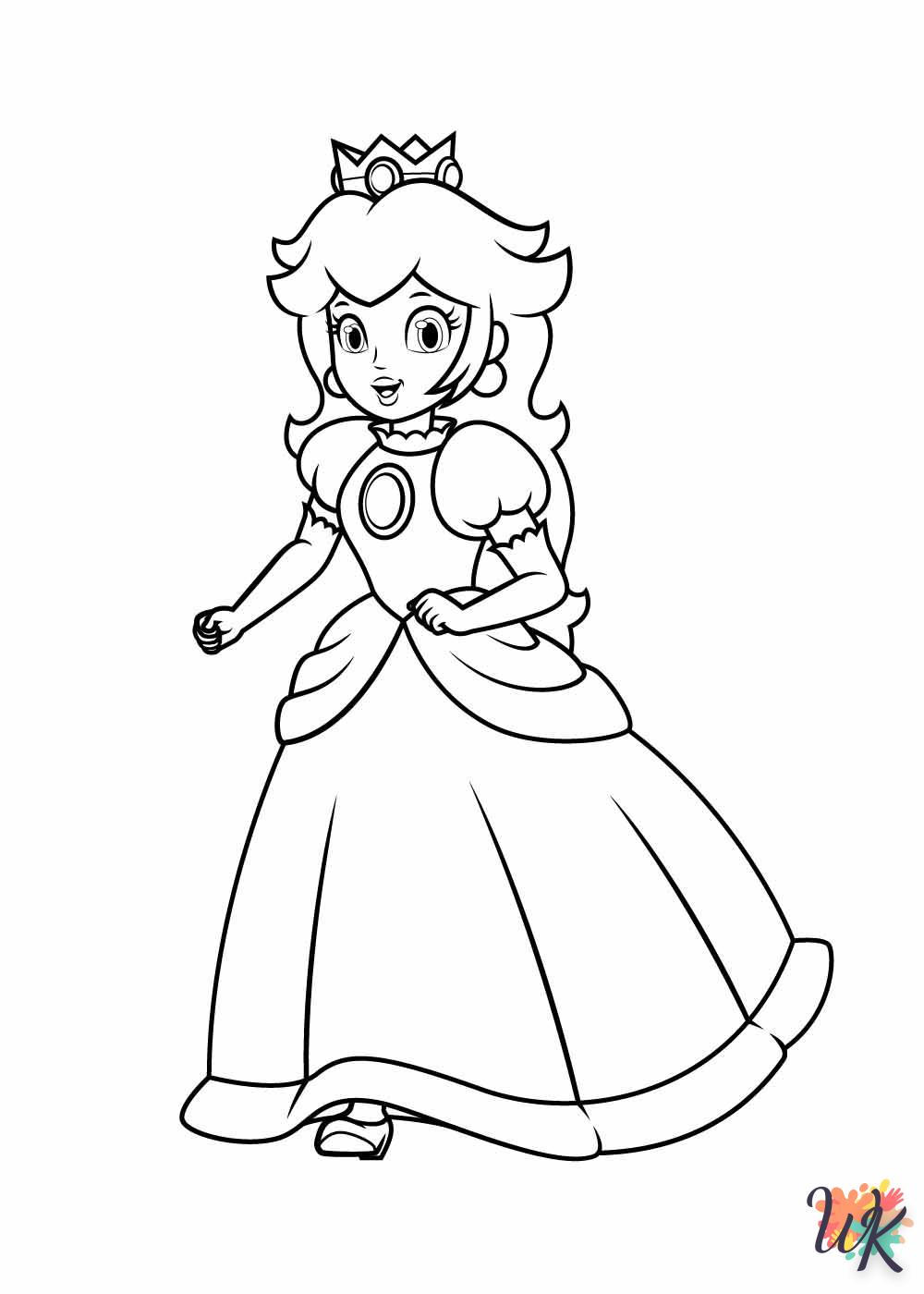 coloriage Princesse Peach  enfant 4 ans a imprimer