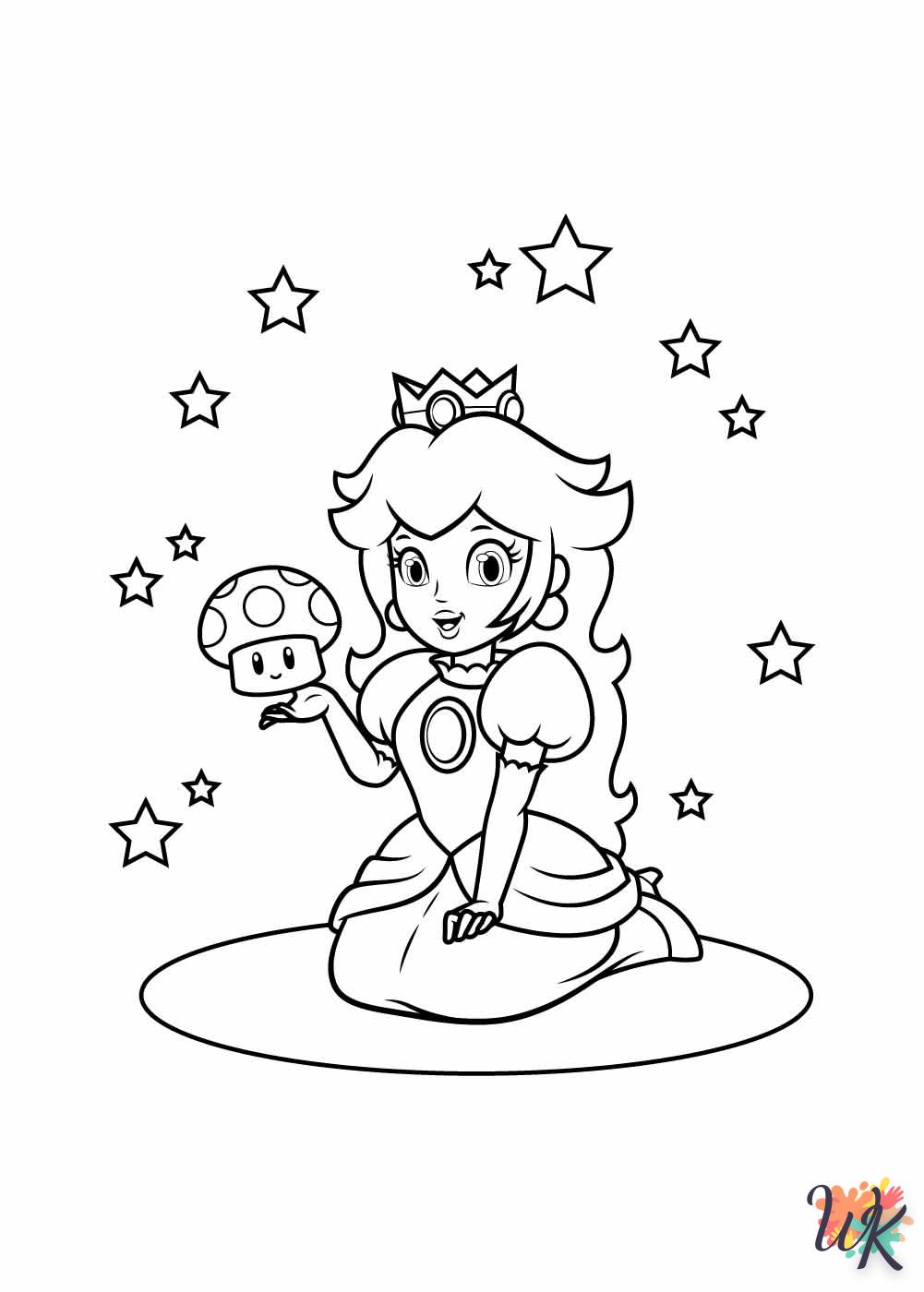 coloriage Princesse Peach  à imprimer pour enfants