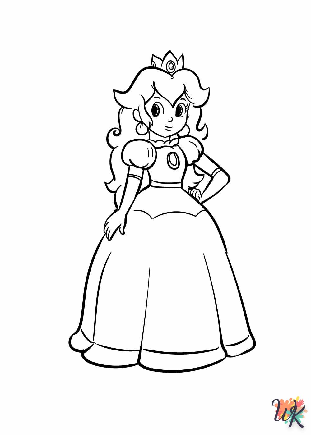 coloriage Princesse Peach  enfant 3 ans a imprimer 1