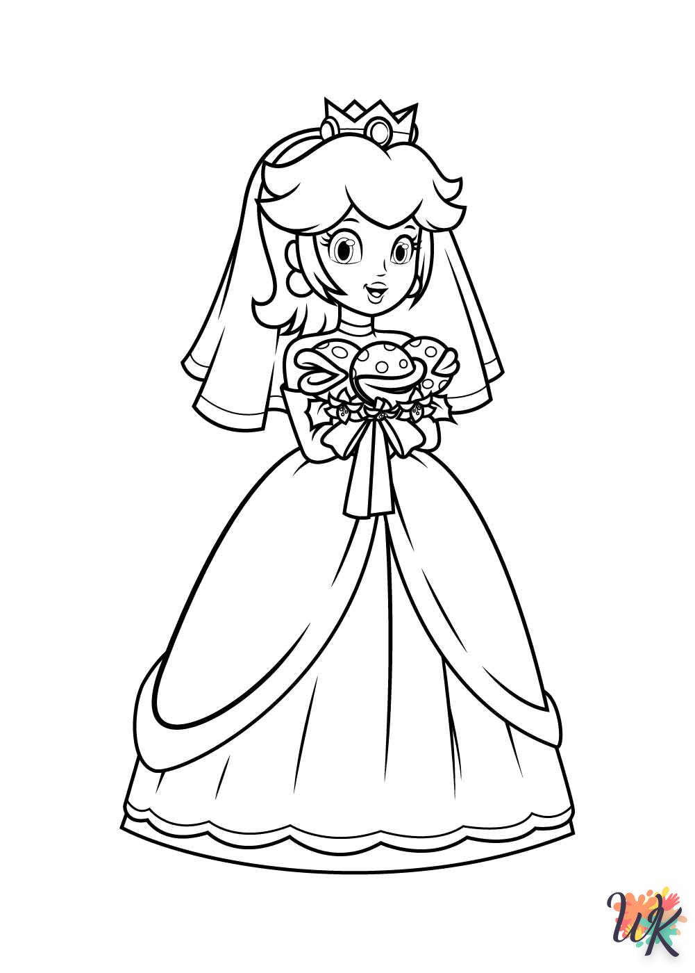 coloriage Princesse Peach  a imprimer enfant 6 ans 1