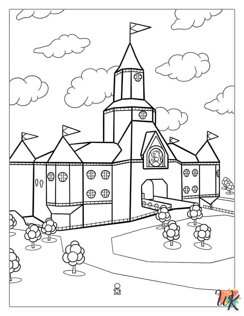 coloriage Princesse Peach  à imprimer pour enfant de 7 ans