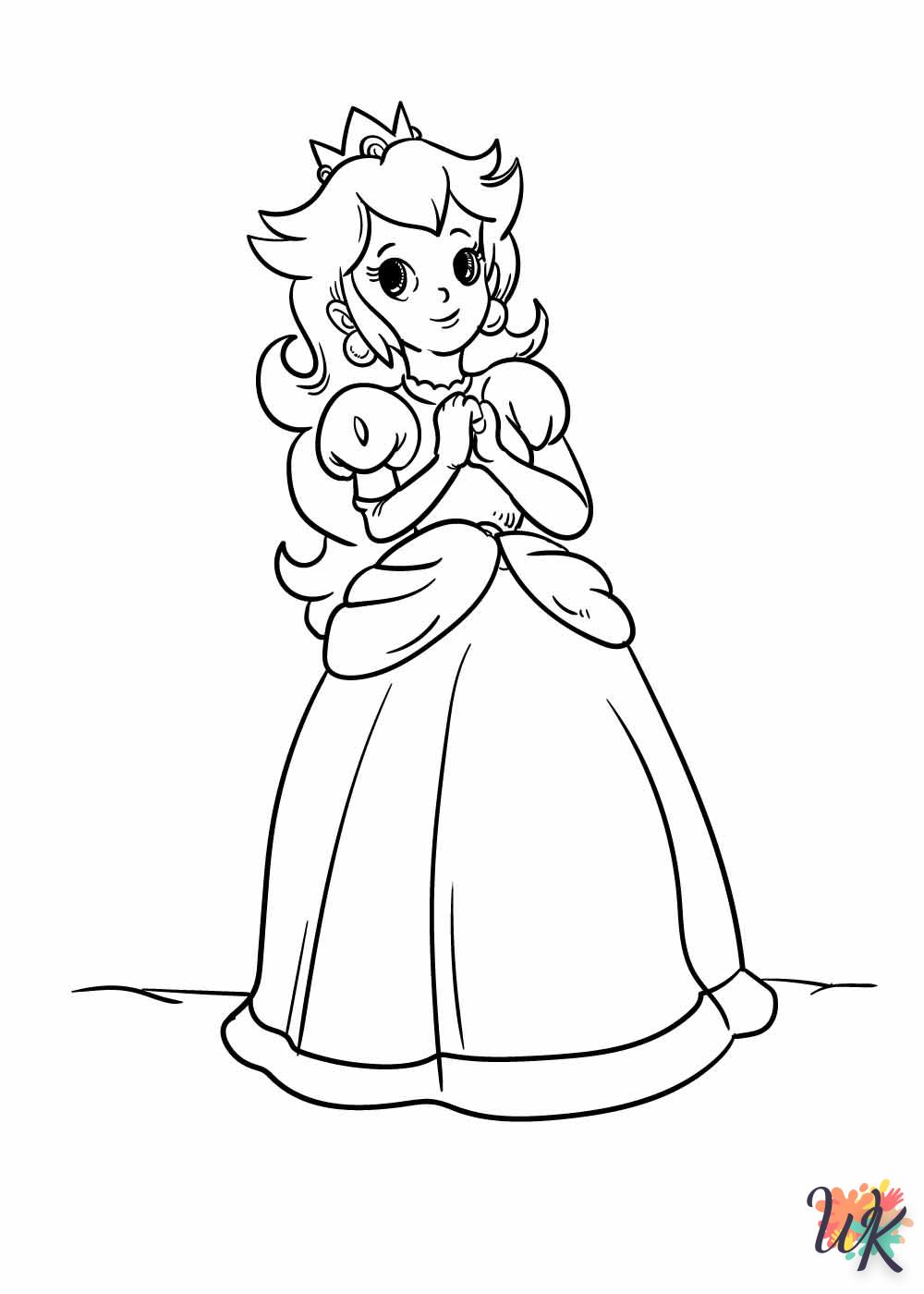 coloriage Princesse Peach  à imprimer gratuit