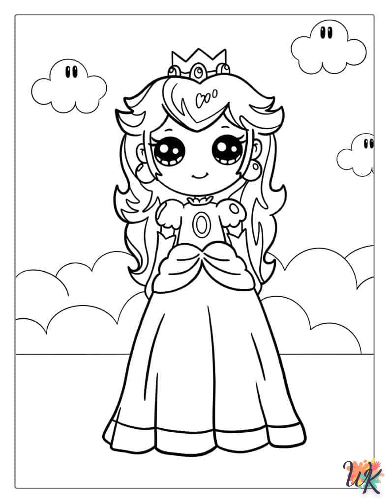 coloriage Princesse Peach  pour enfant à imprimer 1