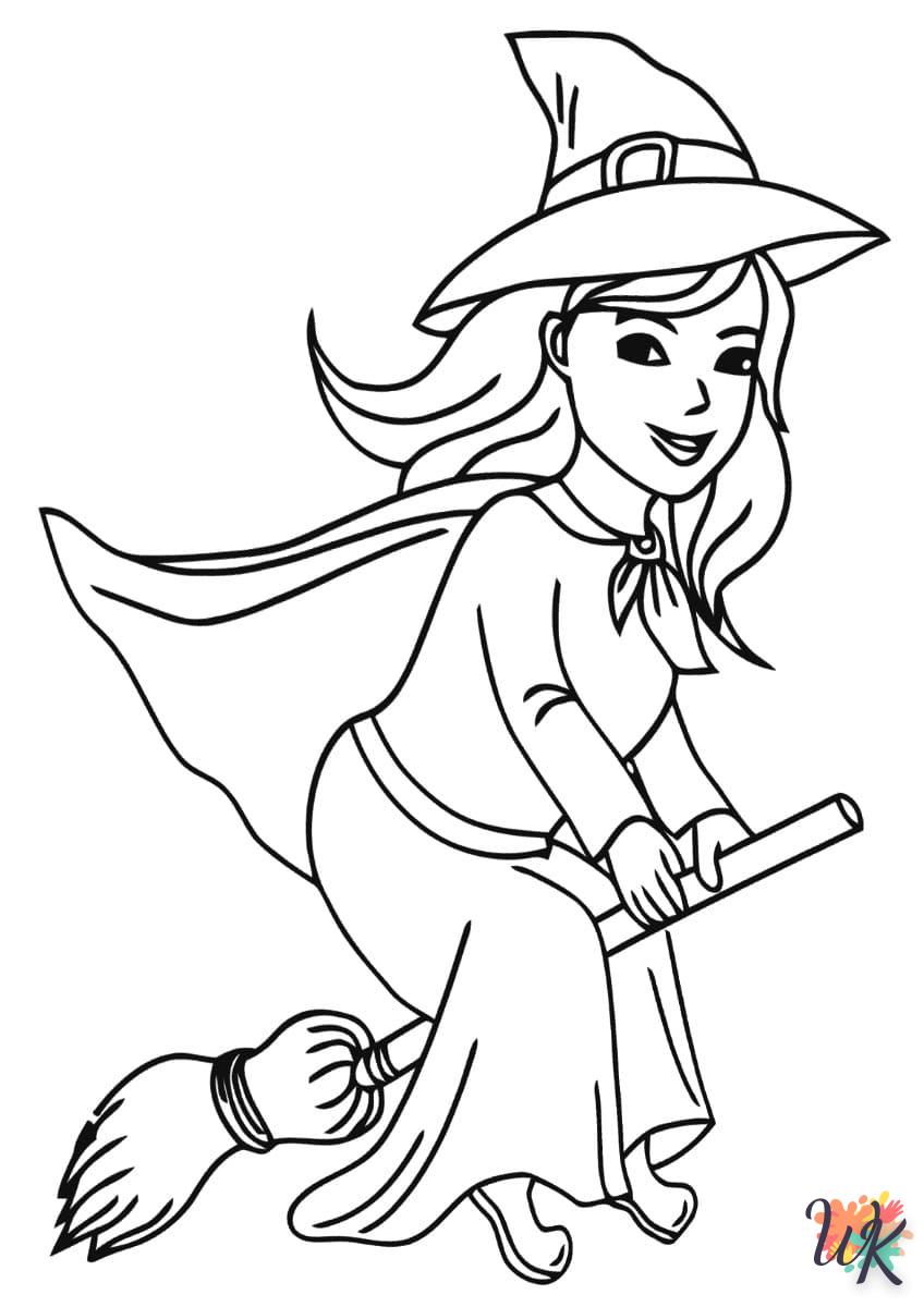 coloriage Sorcière  enfant 5 ans à imprimer