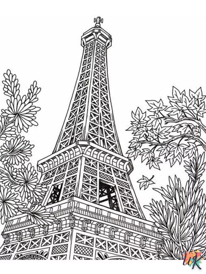 coloriage Tour Eiffel  de noël gratuit à imprimer en ligne