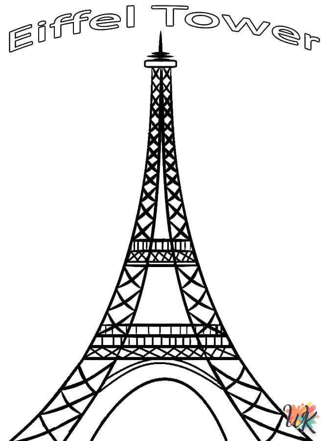 coloriage Tour Eiffel  animaux enfant a imprimer