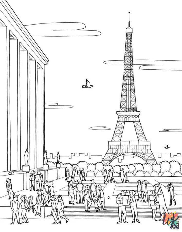 coloriage Tour Eiffel  à numéro adulte en ligne gratuit 1