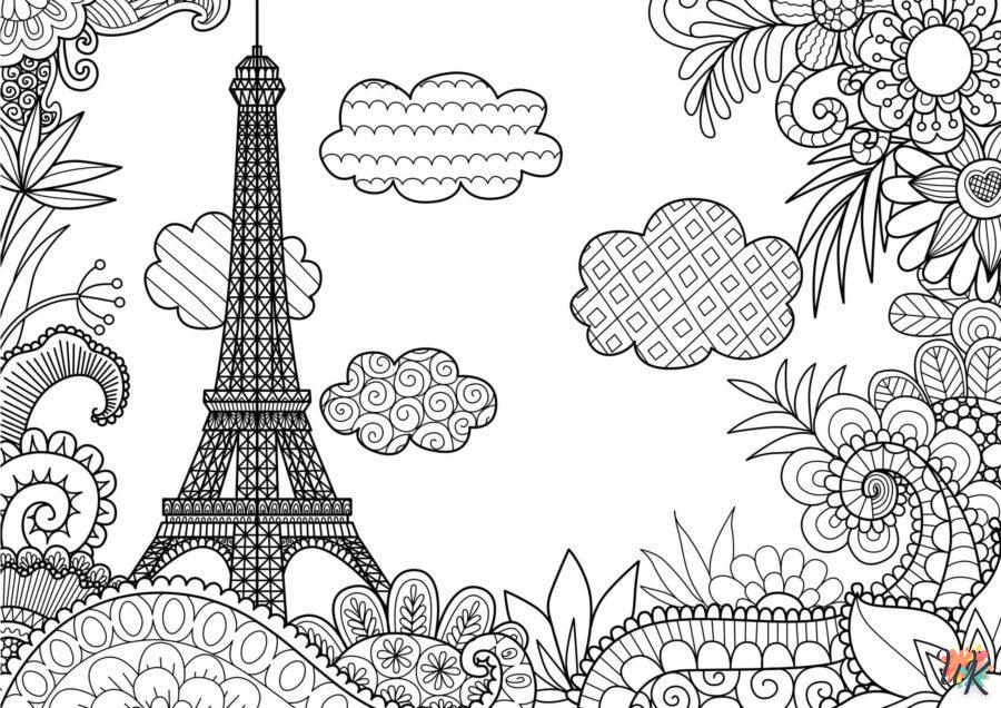 coloriage Tour Eiffel  gratuit à imprimer