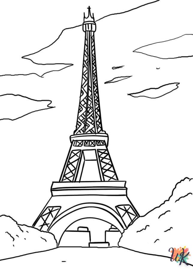 coloriage Tour Eiffel  à numéro adulte en ligne gratuit