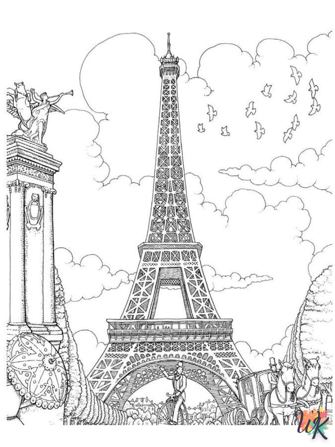 coloriage Tour Eiffel  pour enfants a imprimer