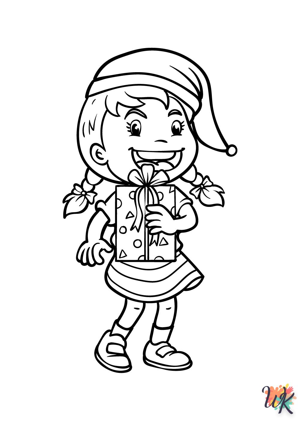 coloriage Cadeaux de Noel  bebe animaux a imprimer gratuit