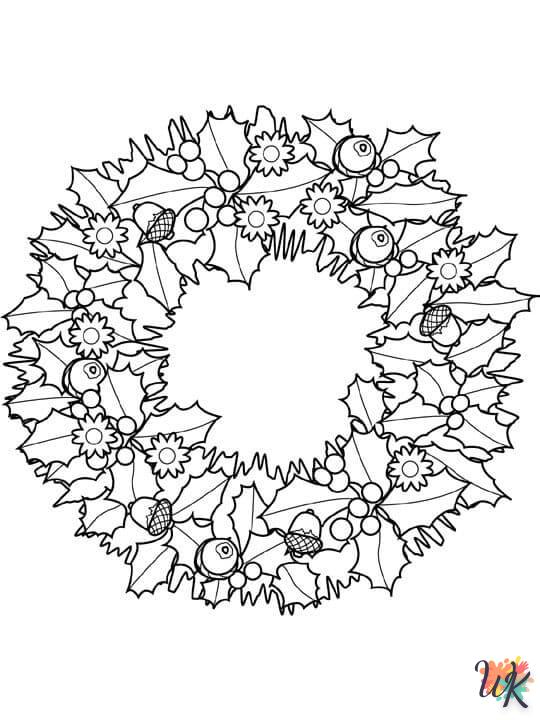 coloriage Couronne de Noël  gratuit à imprimer