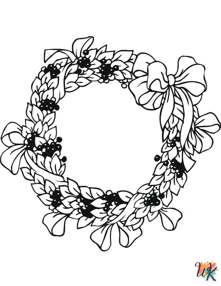 coloriage Couronne de Noël  a imprimer enfant 6 ans 1