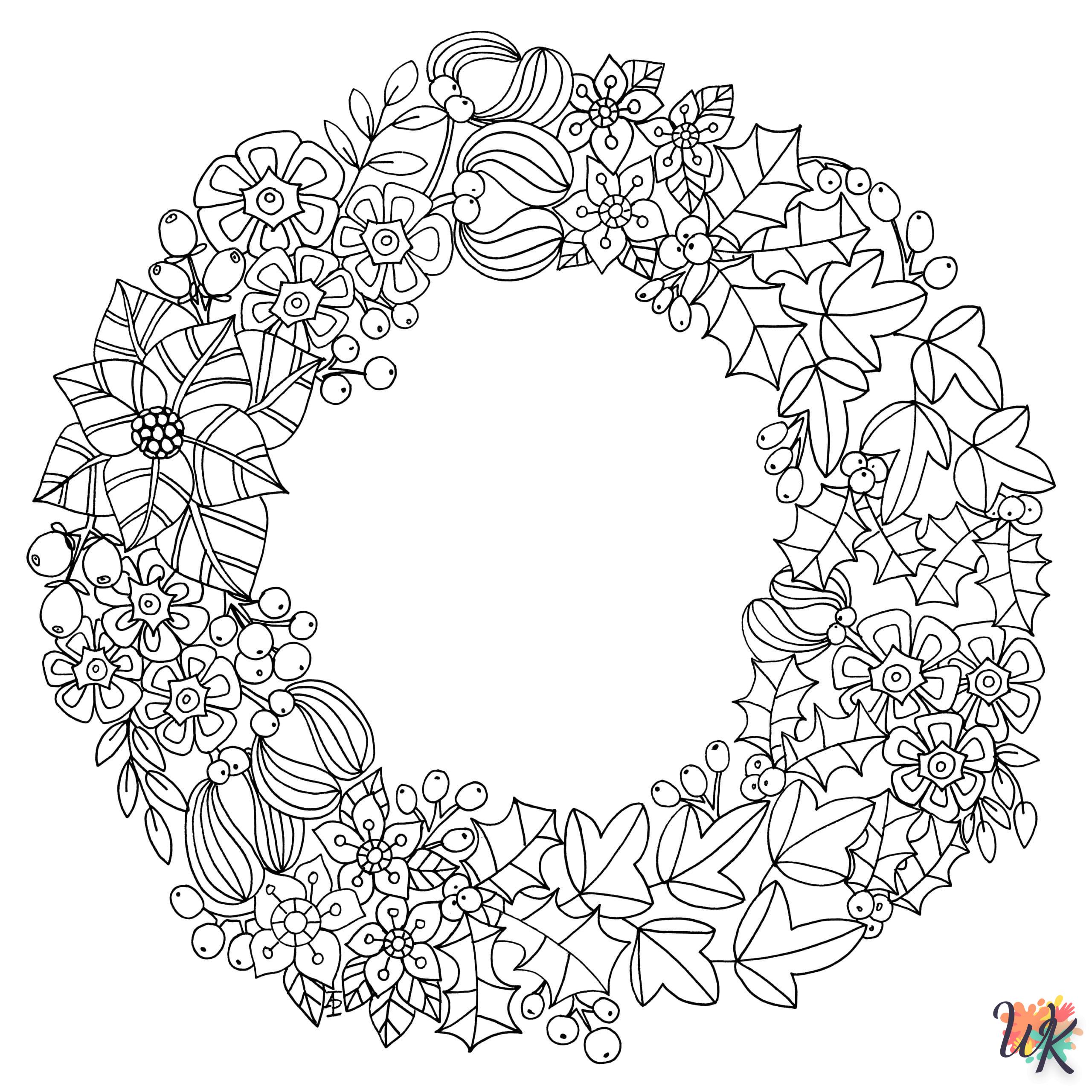 coloriage Couronne de Noël  enfant a imprimer