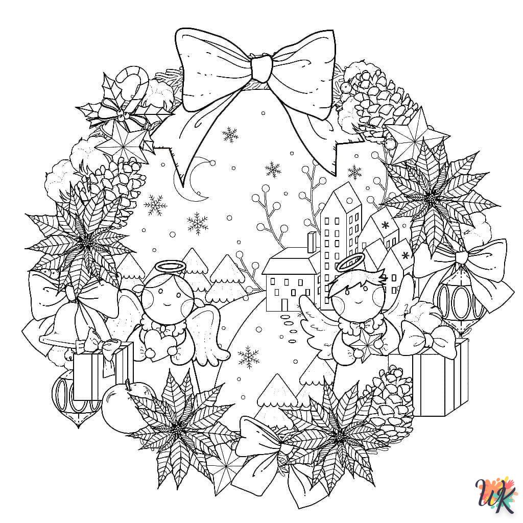 coloriage Couronne de Noël  a imprimer pour enfant de 4 ans 1